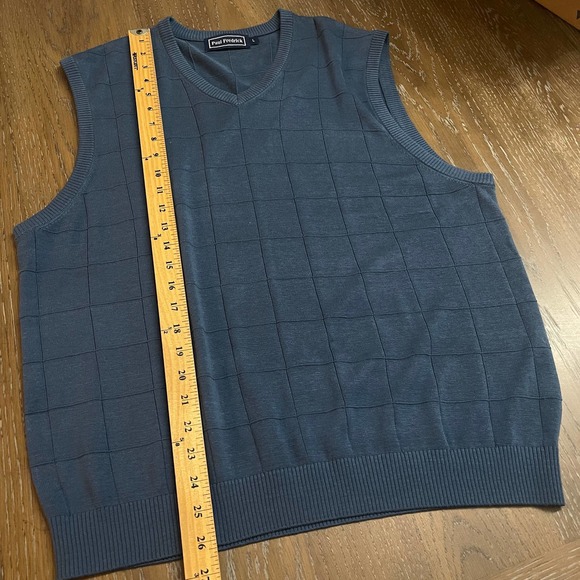 Paul Fredrick Sweater Vest Mens Large Blue Windowpane Silk Sleeveless - Picture 6 of 9